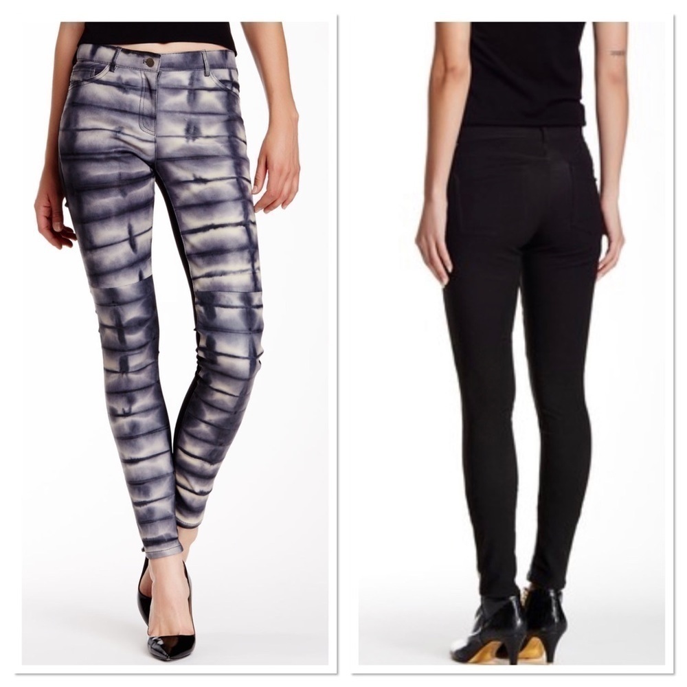 Nicole Miller Tie-Dye Leather Combo Skinny jeans